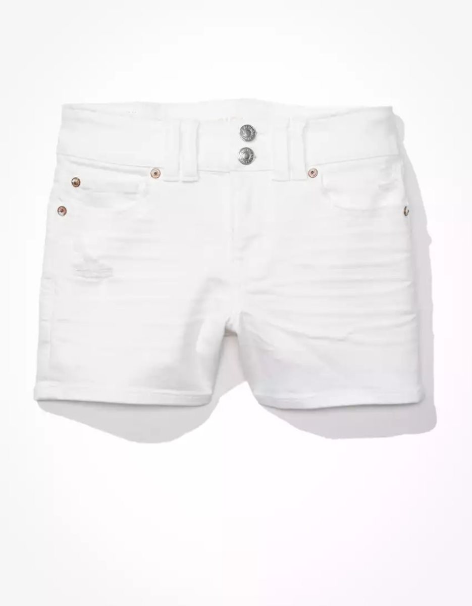 Shorts American Eagle AE Ne(x)t Level Low-Rise Denim Midi Blanche Femme | QAO-53815108